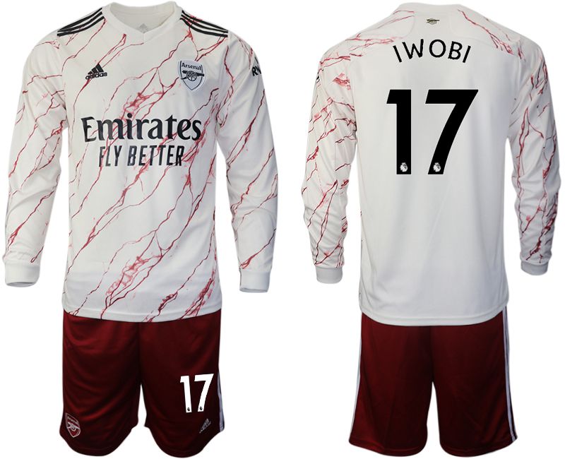Men 2020-2021 club Arsenal away long sleeve #17 white Soccer Jerseys->->Soccer Club Jersey